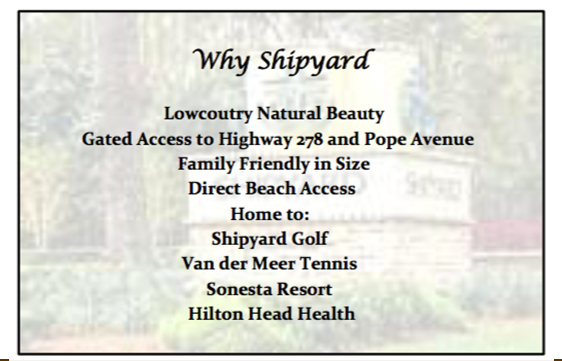 Why Shipyard - Hilton Head Island